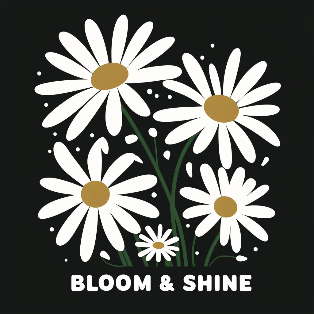 Bloom & Shine Minimalist Daisy Illustration T-Shirt