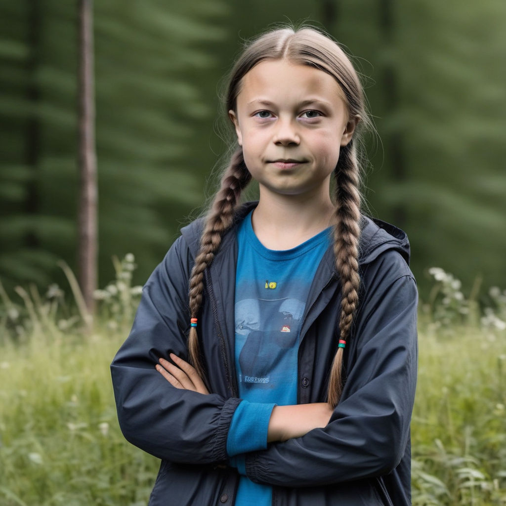 Greta Thunberg chubby huge boobs in jeans and heels