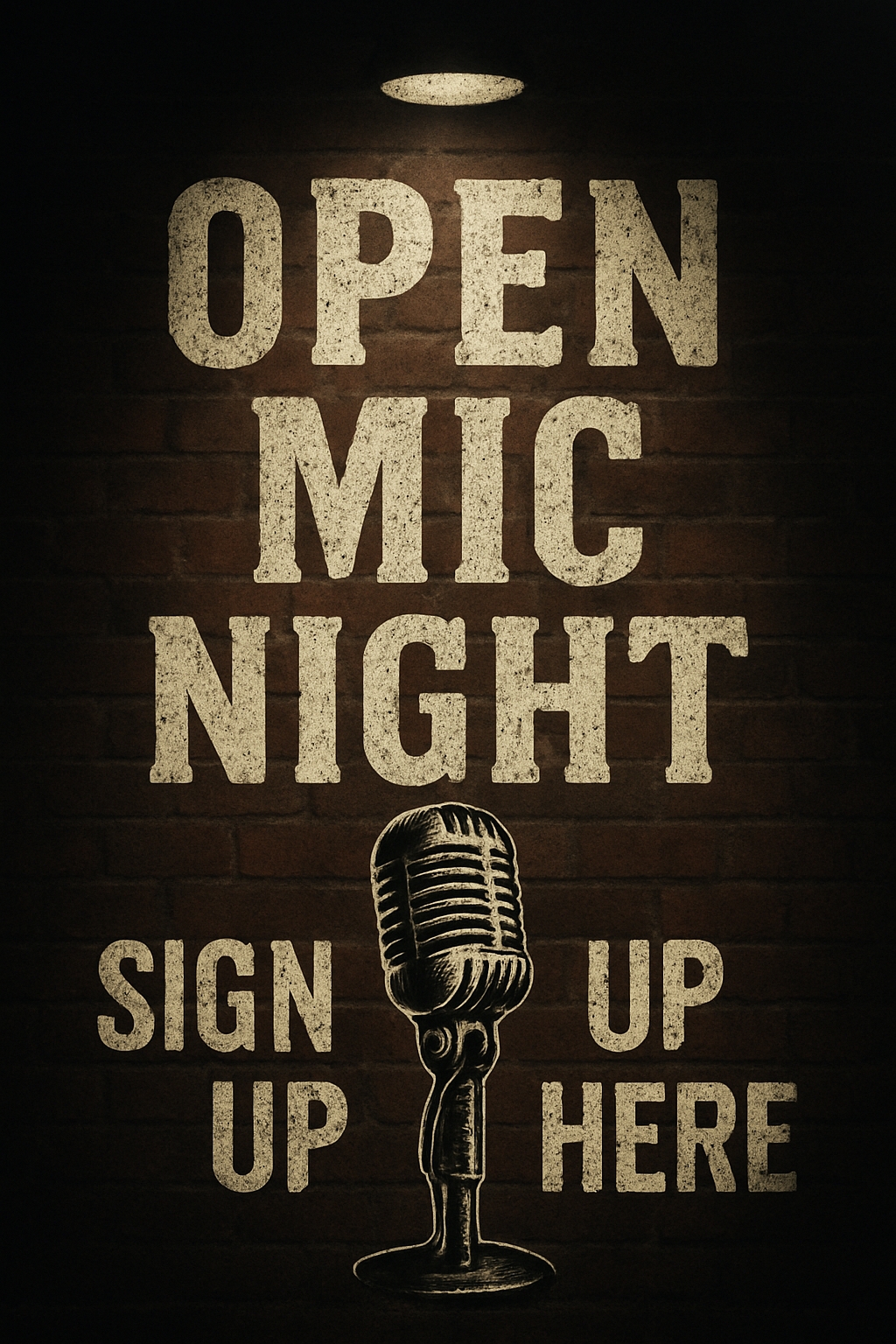 Distressed Open Mic Night Vintage Poster Design Event Sign