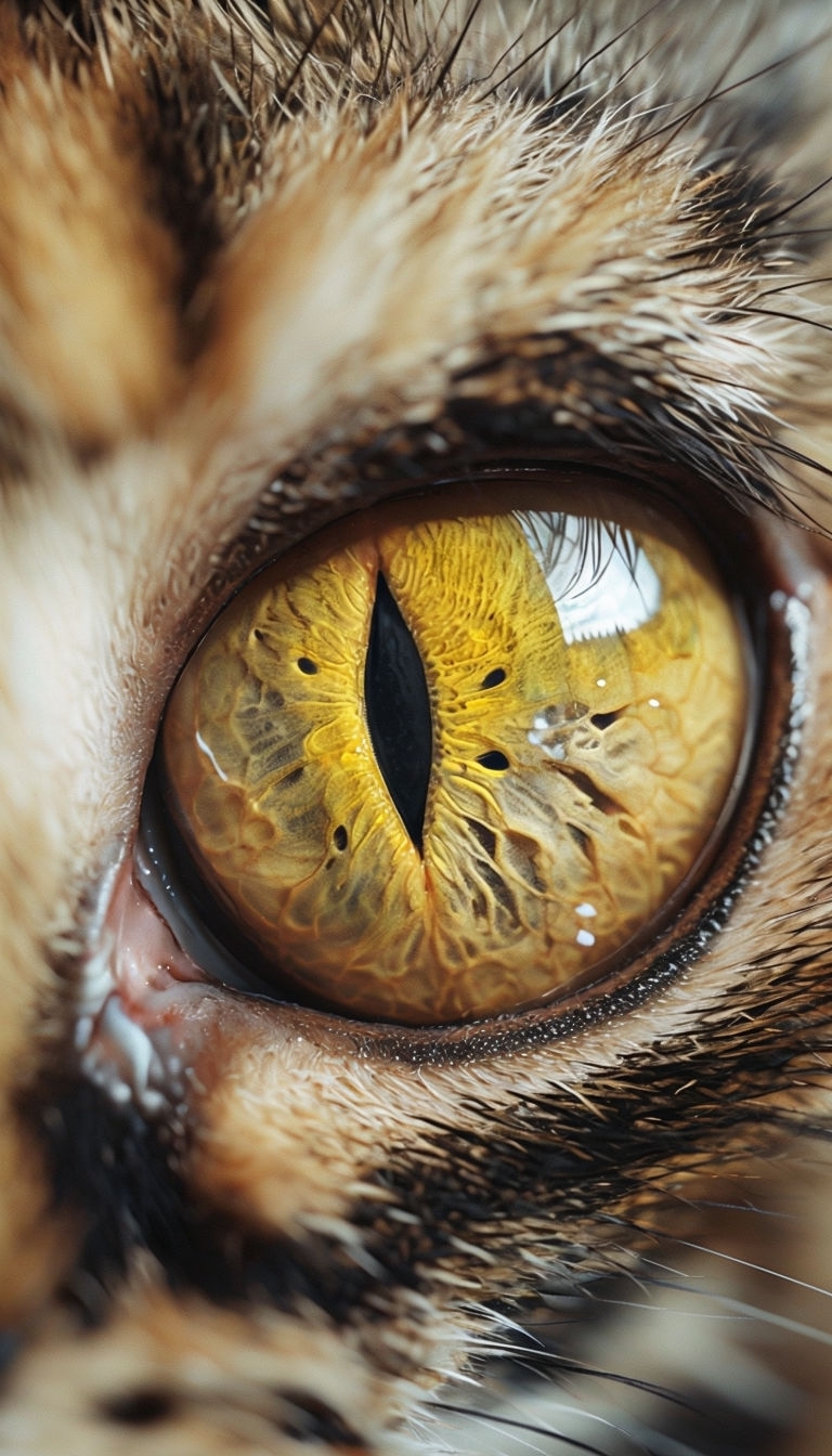 Striking Close-Up of a Cat's Eye with Vibrant Yellow Iris Mobile Wallpaper