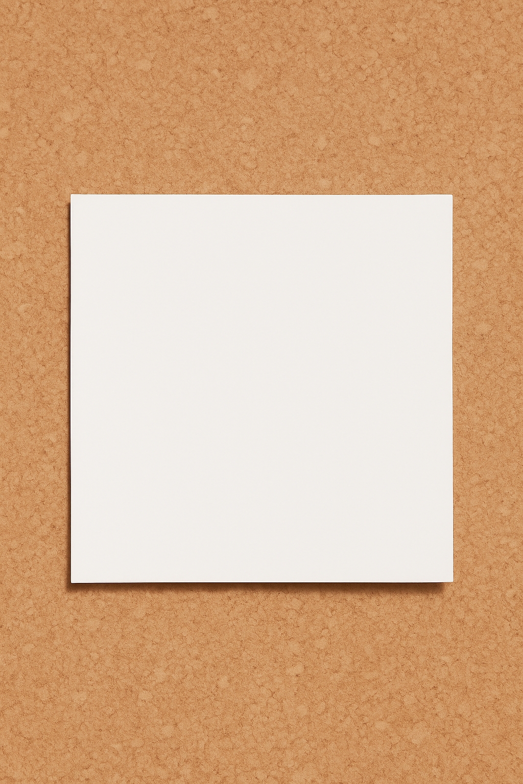 Minimalist White Paper on Textured Corkboard Background Social Media Post