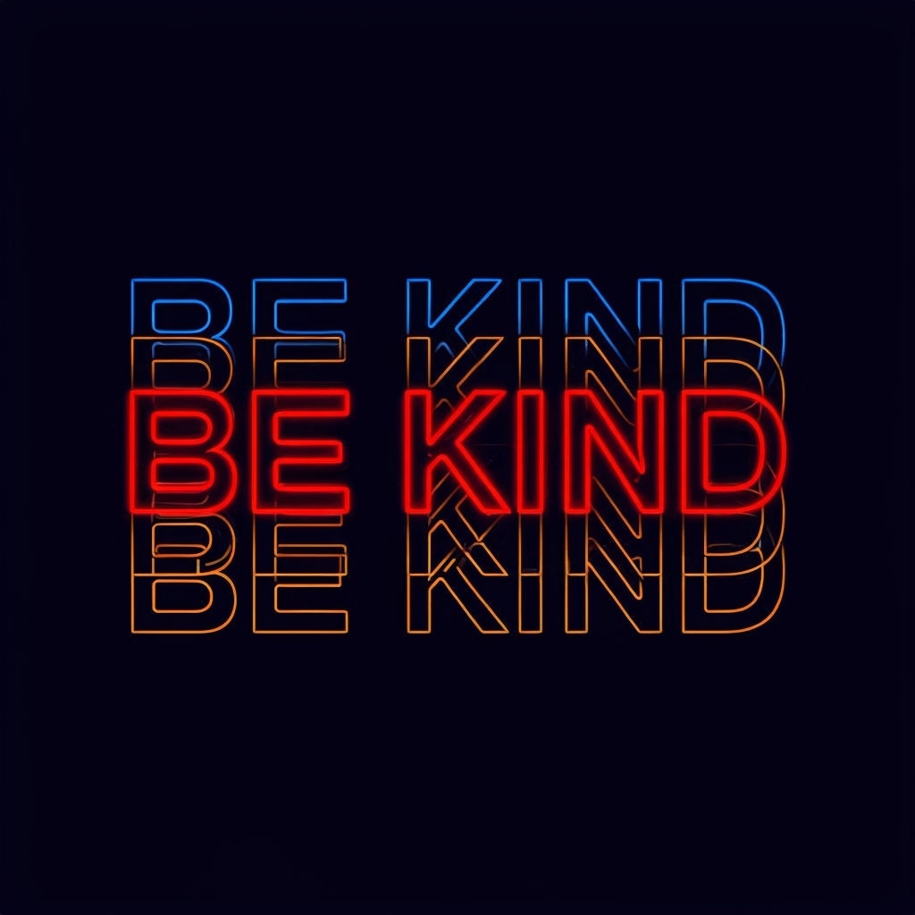 Vibrant Neon "Be Kind" Typography Graphic T-Shirt