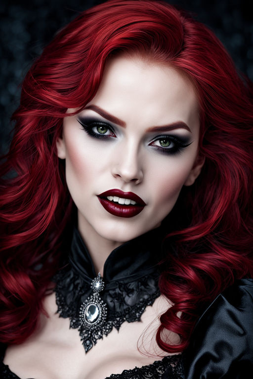 A Close Up Of A Woman With Red Hair And A Vampire Makeup By Wflocallycm 