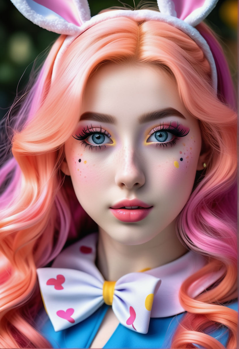 Belle Delphine crying makeup running. Demon cosplay.