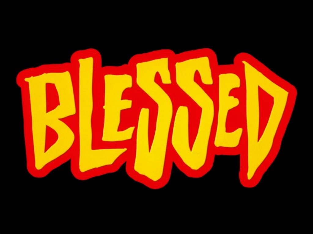 Bold Graffiti Style Blessed Graphic Design T-Shirt