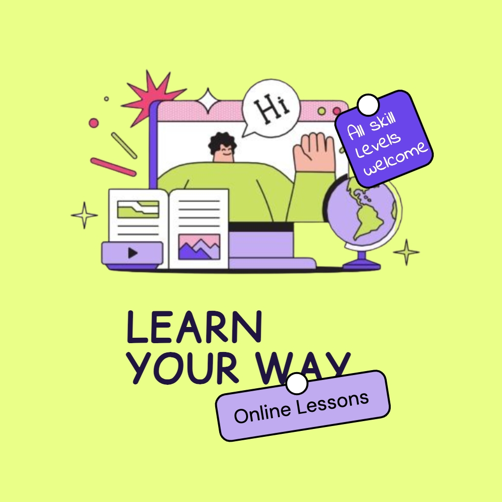 Bright Lime Green Online Learning Illustration for Engagement Instagram Posts