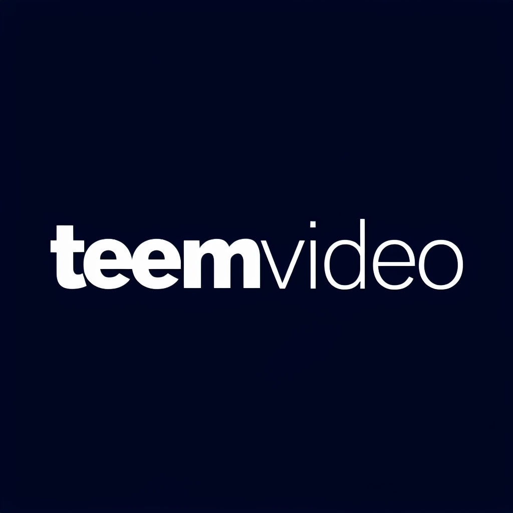 Minimalist Teemvideo Logo Design on Midnight Blue Background Logo