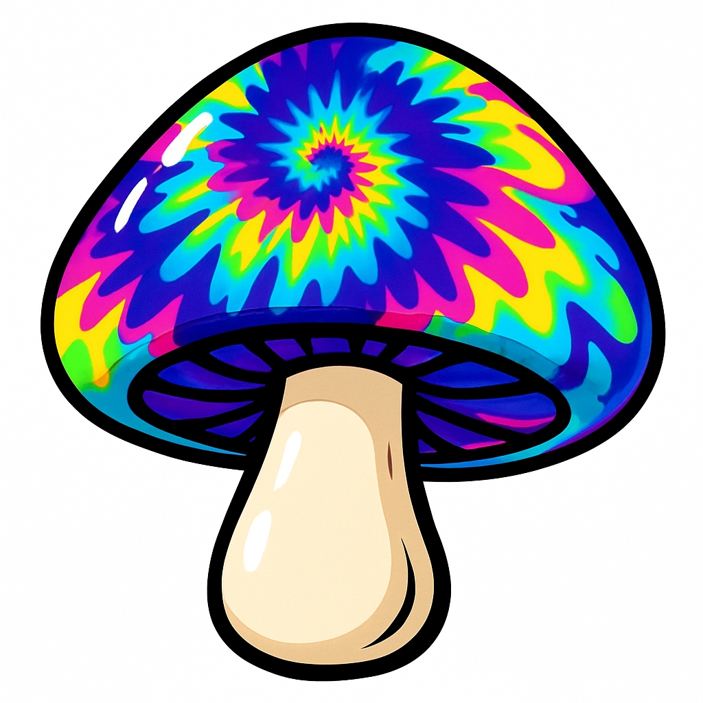 Psychedelic Swirl Tie-Dye Mushroom Illustration Sticker