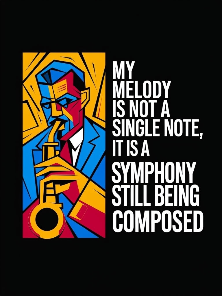 Vibrant Cubist Musician Portrait with Inspiring Quote Poster