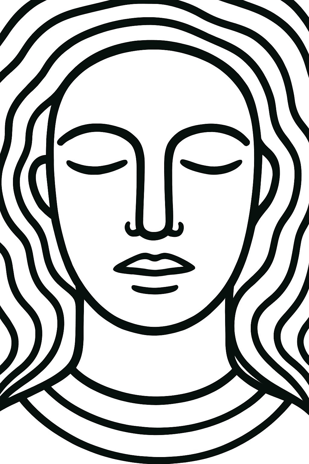 Minimalist Black Line Drawing of a Human Face Coloring Page