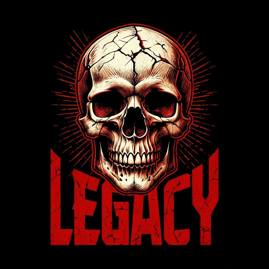 Cracked Human Skull with Legacy Text Graphic T-Shirt