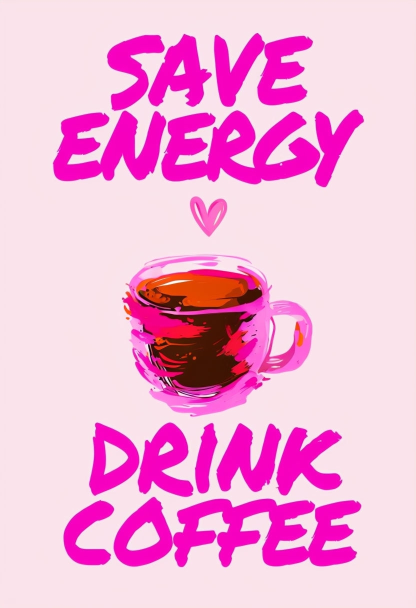 Playful Brushstroke Coffee Advertisement with Heart Design Poster