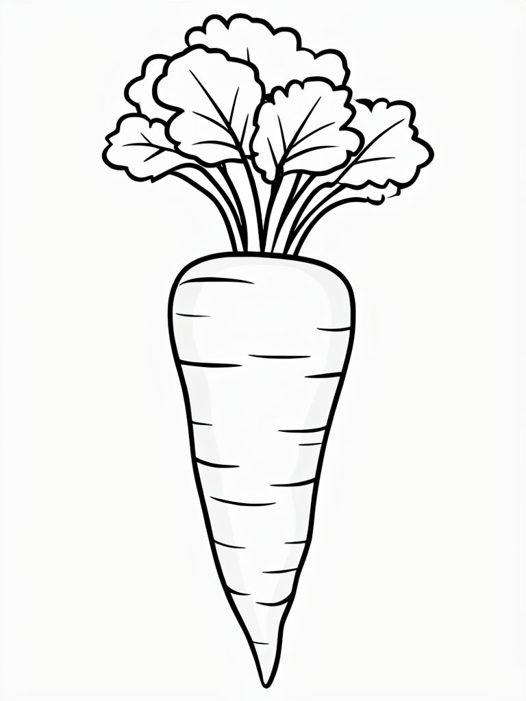 Minimalist Black and White Carrot Line Drawing Coloring Page