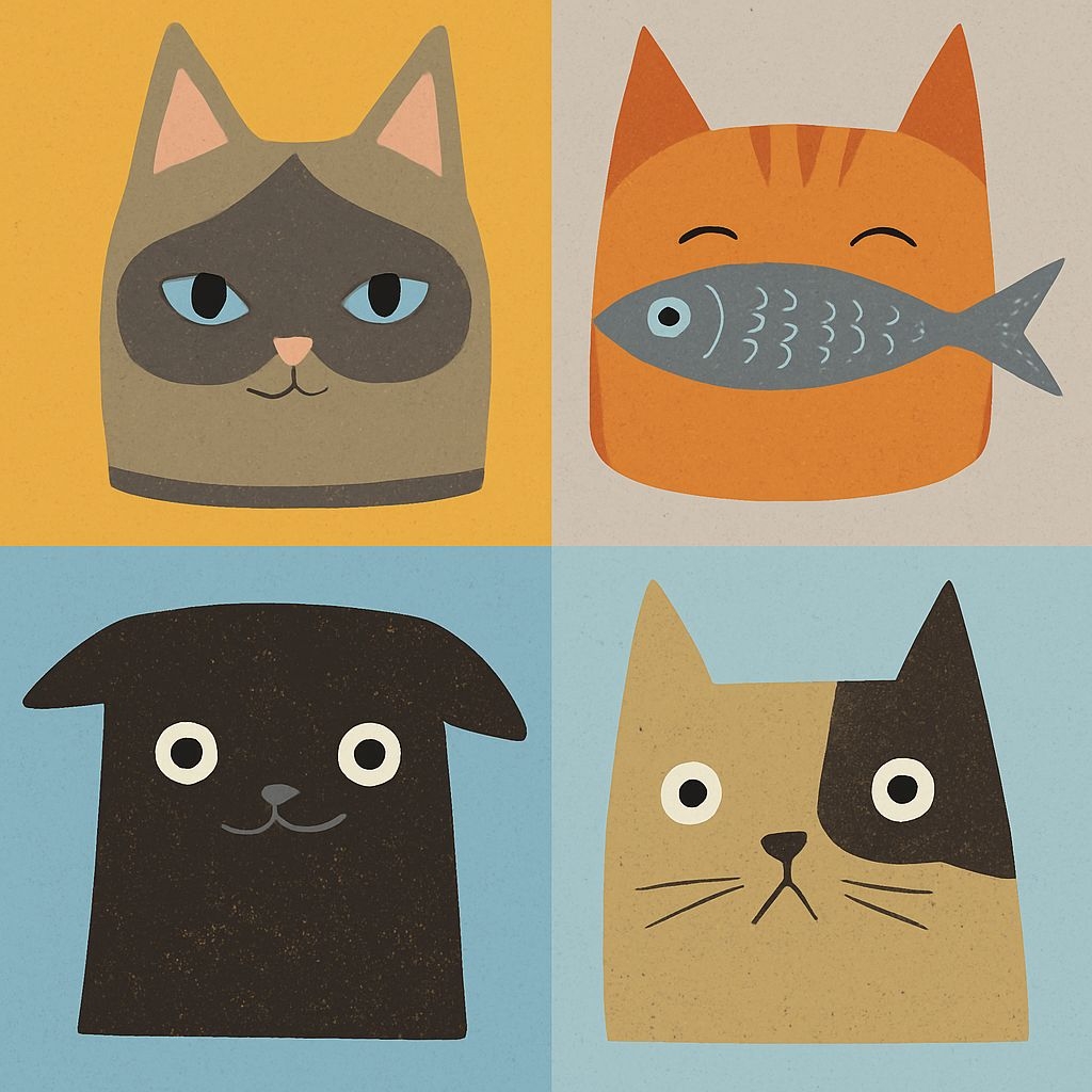 Playful Minimalist Cat Faces Seamless Pattern Design