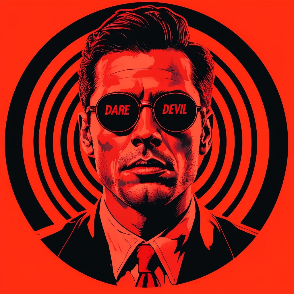 Vivid Red and Black Portrait with Sunglasses Album Cover