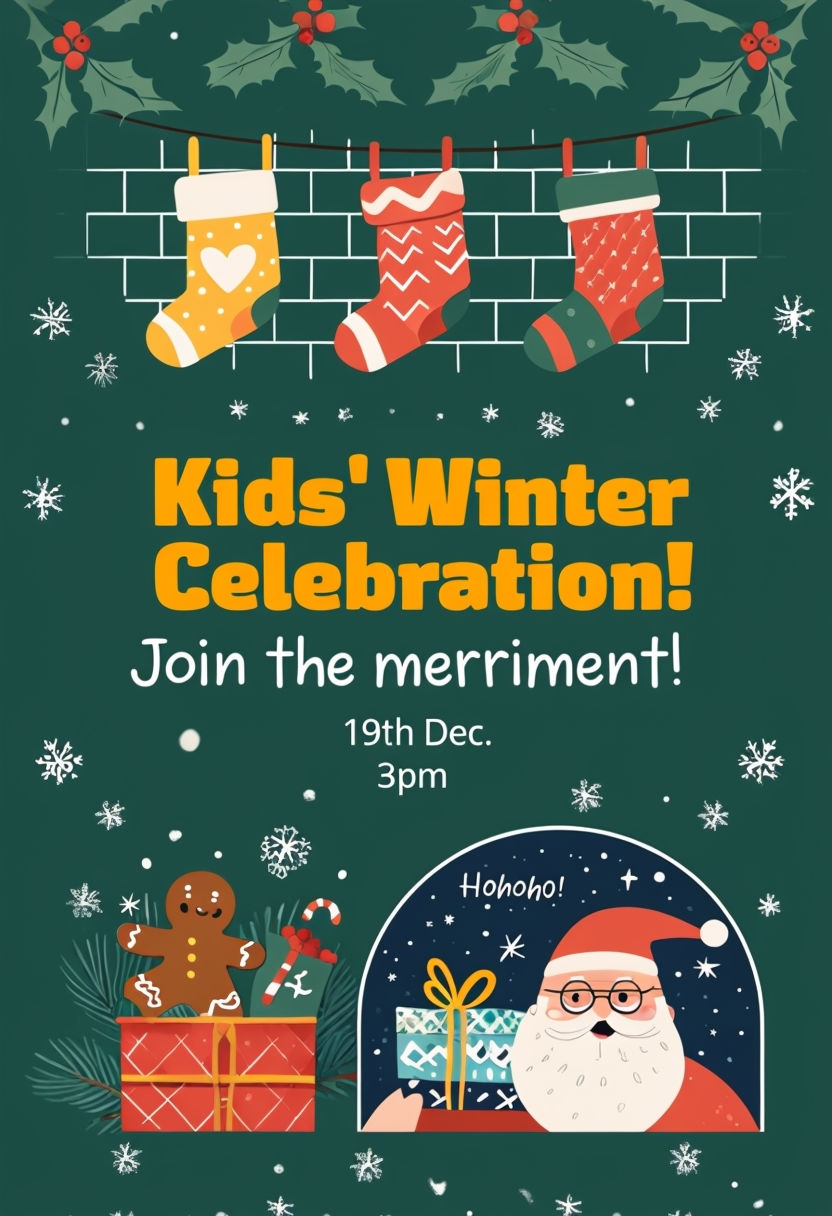 Cheerful Kids' Winter Celebration Festive Poster Design