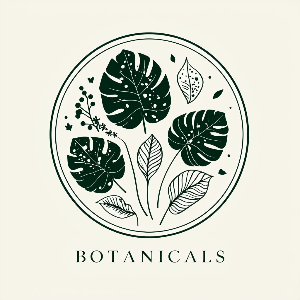 Elegant Minimalist Botanicals Logo with Plant Elements