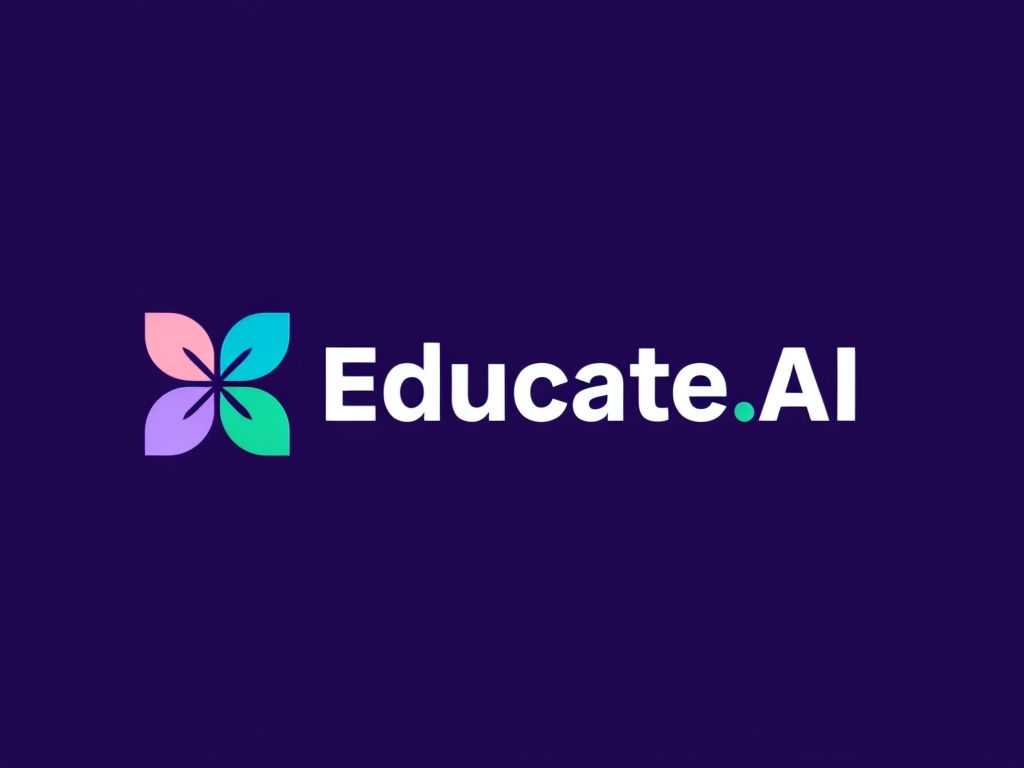 Minimalist Educate.AI Logo Design with Colorful Leaf Elements Logo