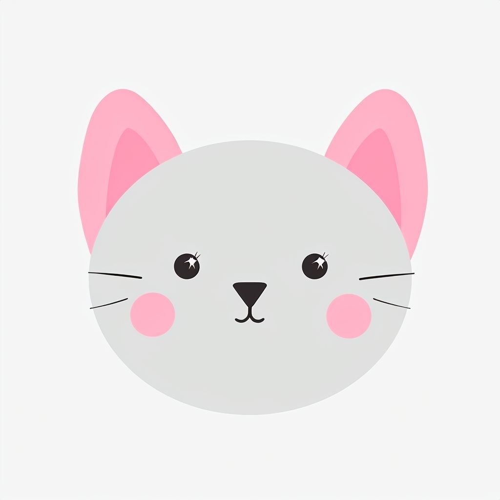Cute Minimalist Bunny Cat Face Illustration Sticker