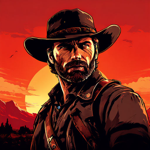 Rick Grimes in the Red Dead Redemption 2d cover art style by Alex L ...