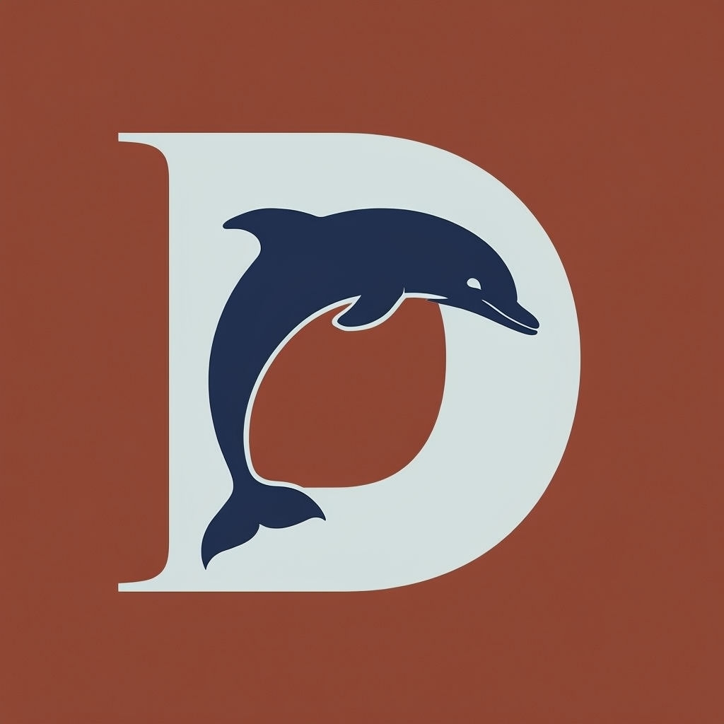 Elegant Dolphin Monogram Design on Terracotta Background Sticker
