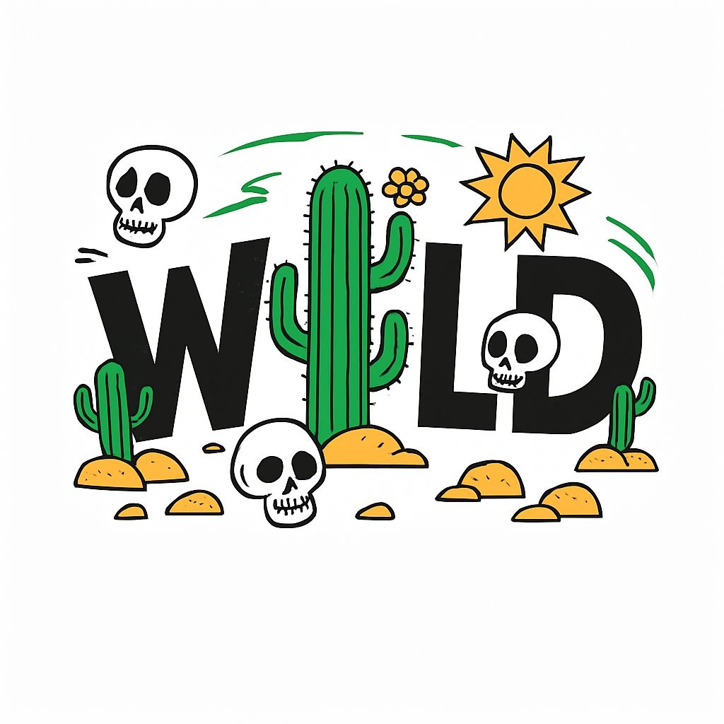 Playful WILD Nature Cacti Design with Skull Elements T-Shirt