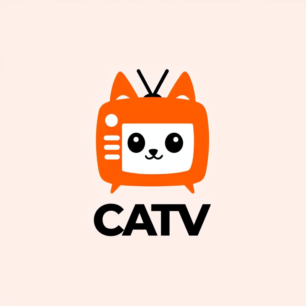 Whimsical Orange TV Cat Logo Design for Playful Branding Logo