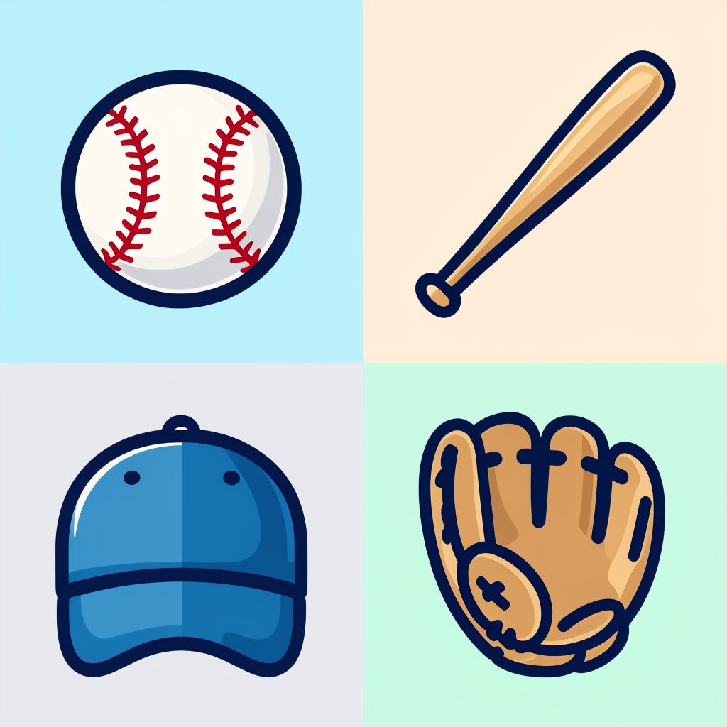 Adorable Seamless Baseball Icon Pattern with Harmonious Colors Seamless Pattern