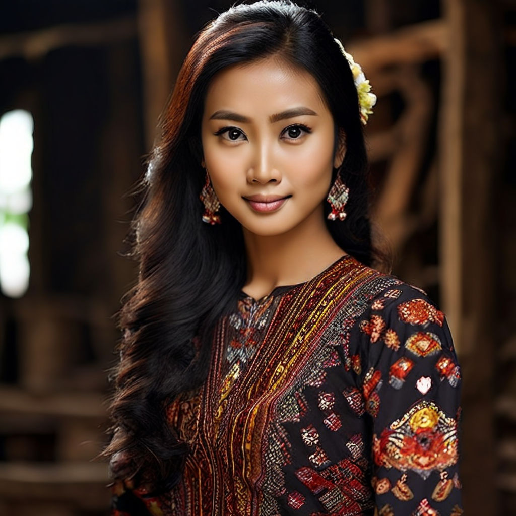 full body shot}} of an exotic stunningly beautiful Myanmar woman wearing  casual dress