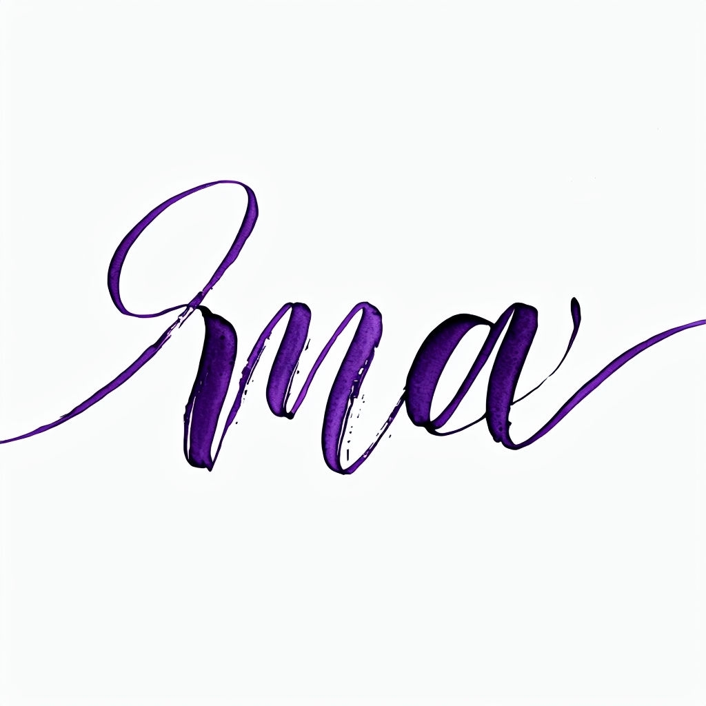 Elegant Violet Calligraphic "ma" Artwork Monogram