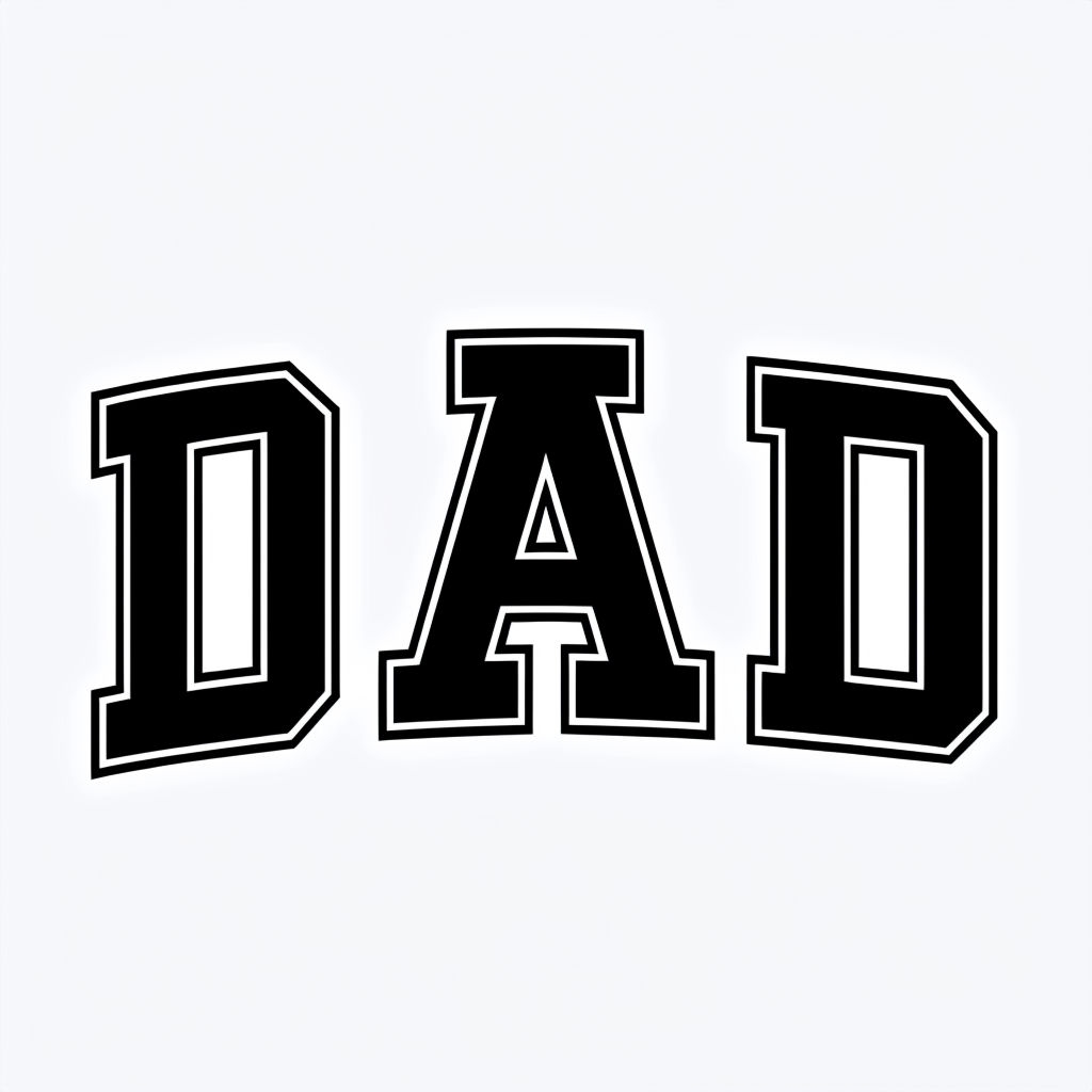 Bold Black 'DAD' Text Design for Sports Hats