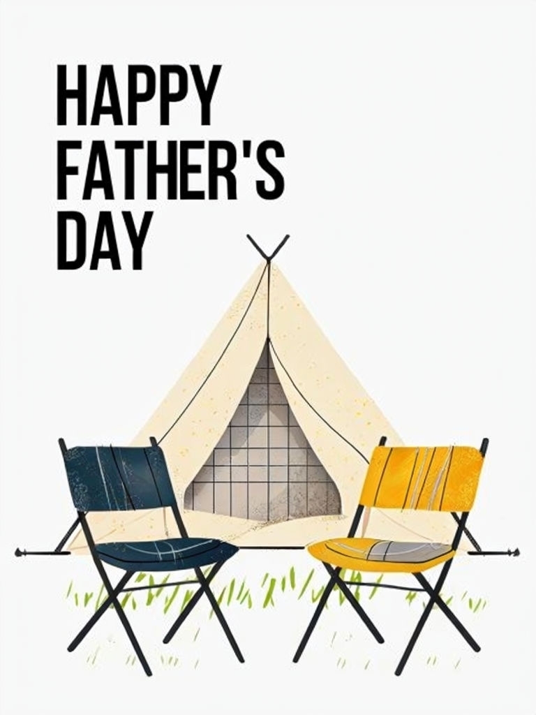 Minimalist Father's Day Camping Scene Greeting Card Design