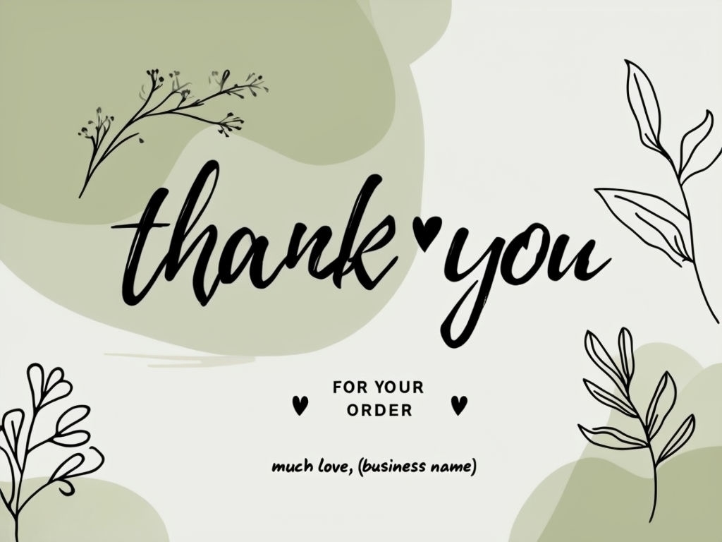 Elegant Minimalist Thank You Card Design for Your Order Sign