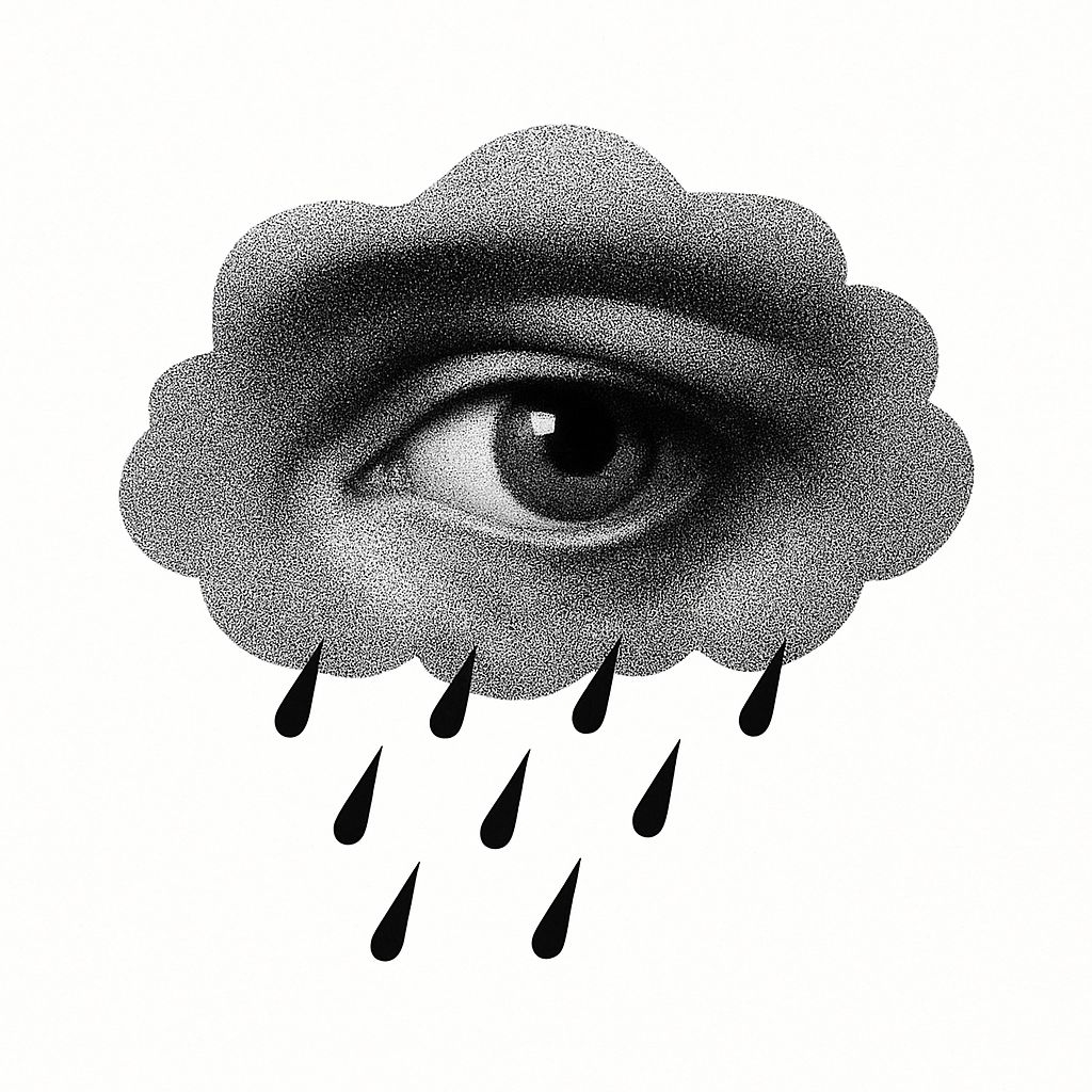 Surreal Black and White Pointillism Cloud with Eye T-shirt