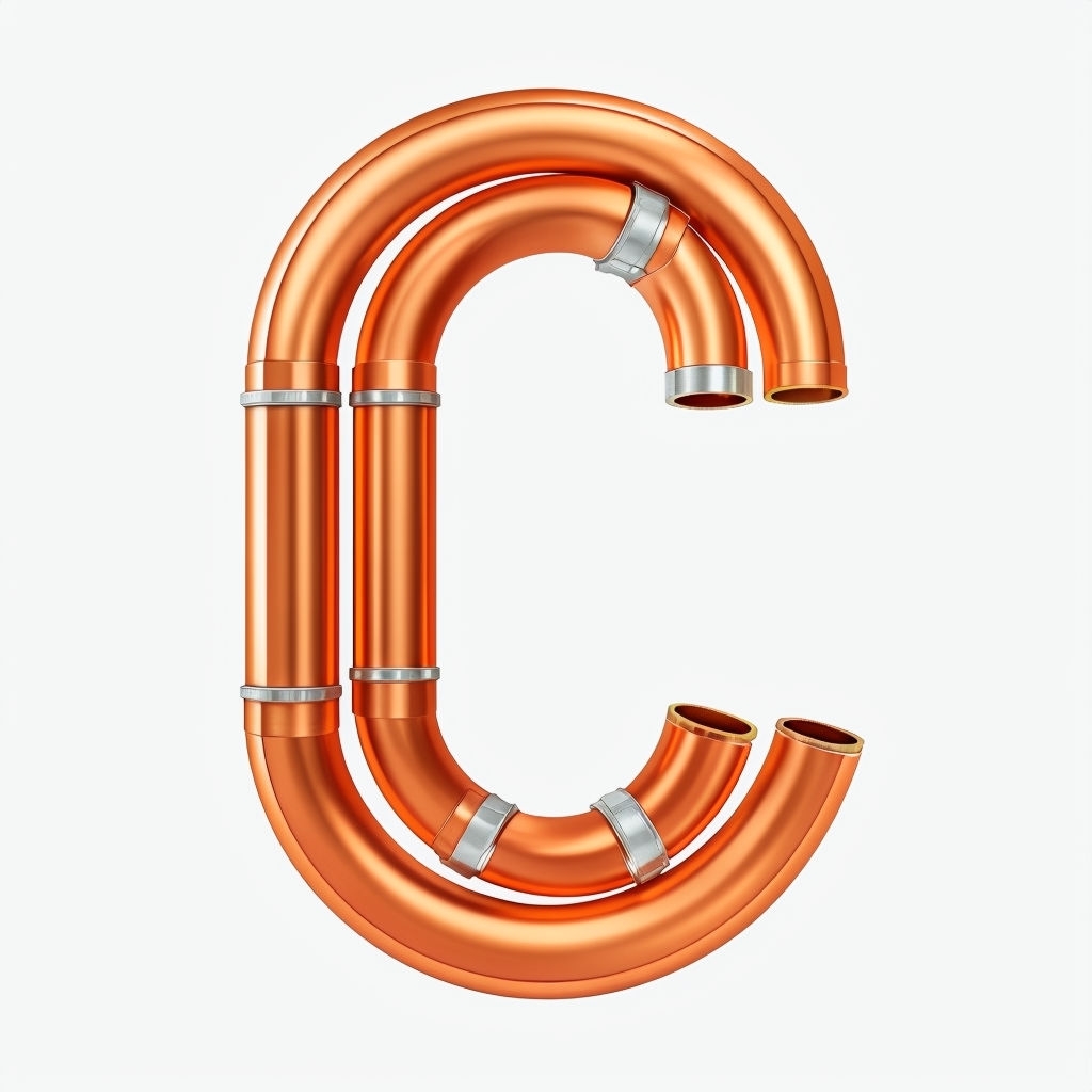Shiny Copper Letter C Monogram Design on White Background Monogram