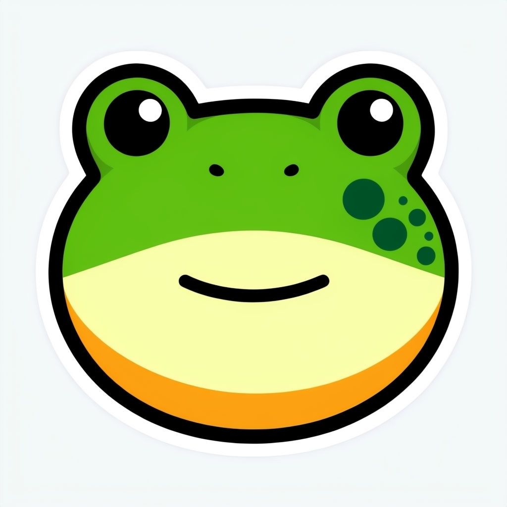 Cheerful Cartoon Frog Face Illustration Sticker