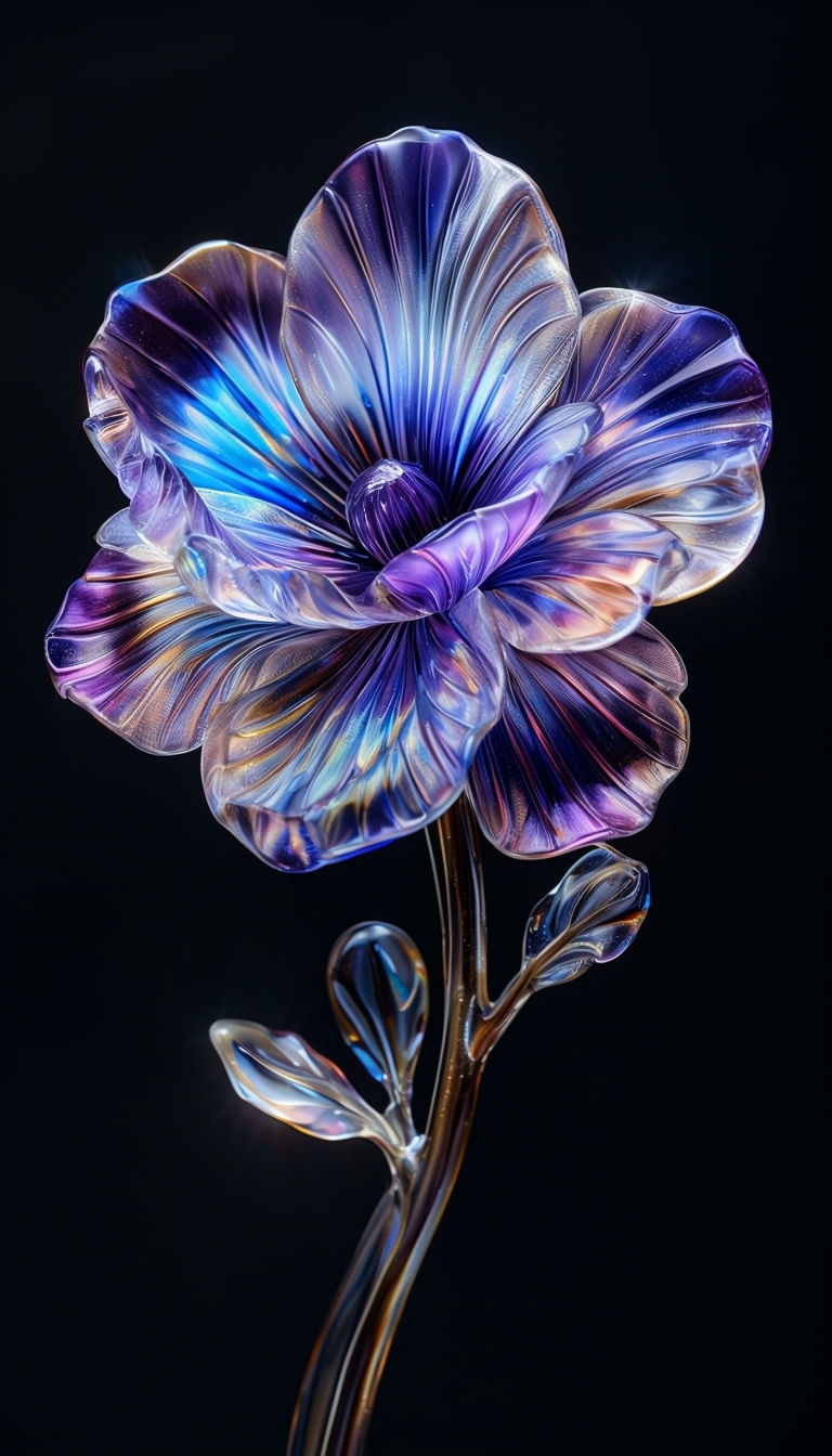 Intricate Glass Flower Close-Up Photography Mobile Wallpaper