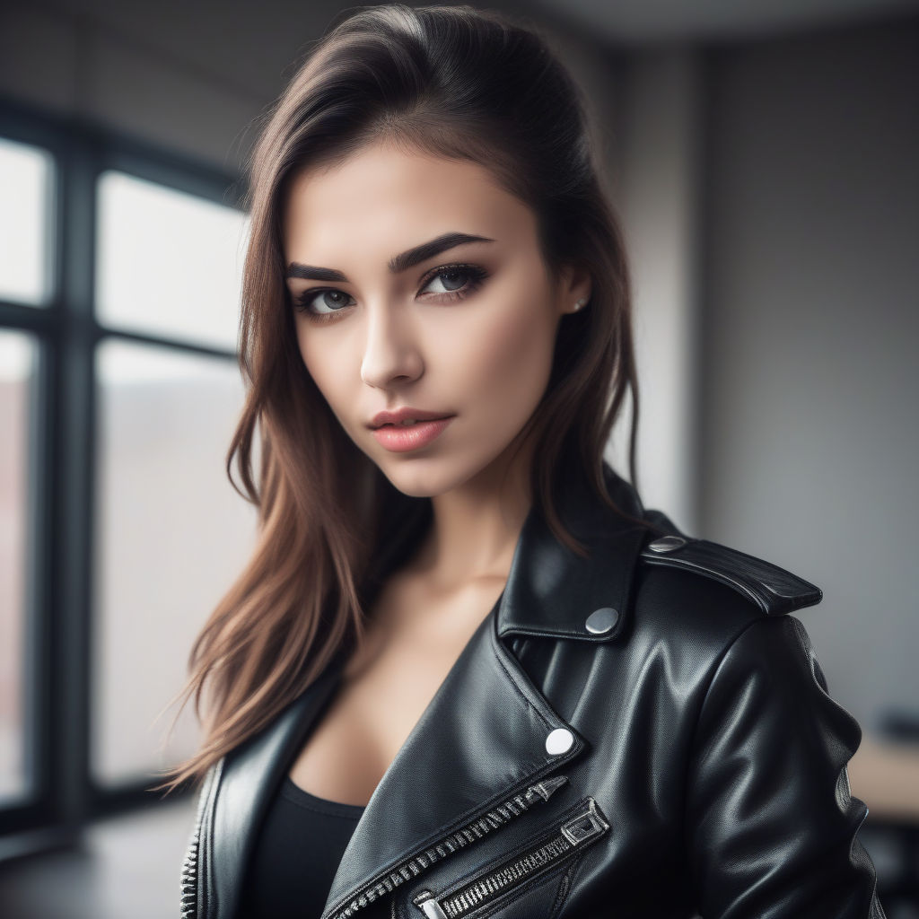 Hot Girl in a Leather Jacket