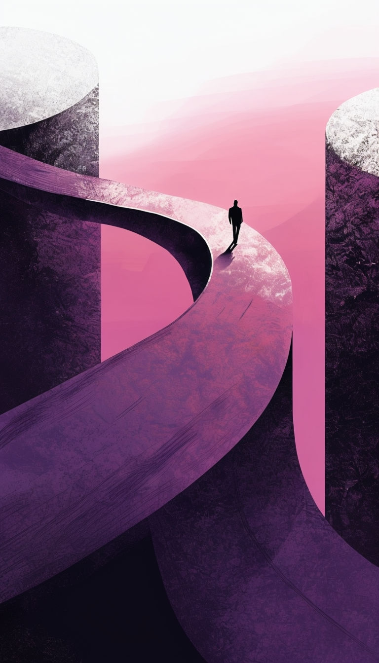 Surreal Minimalist Path with Silhouette Digital Art Poster