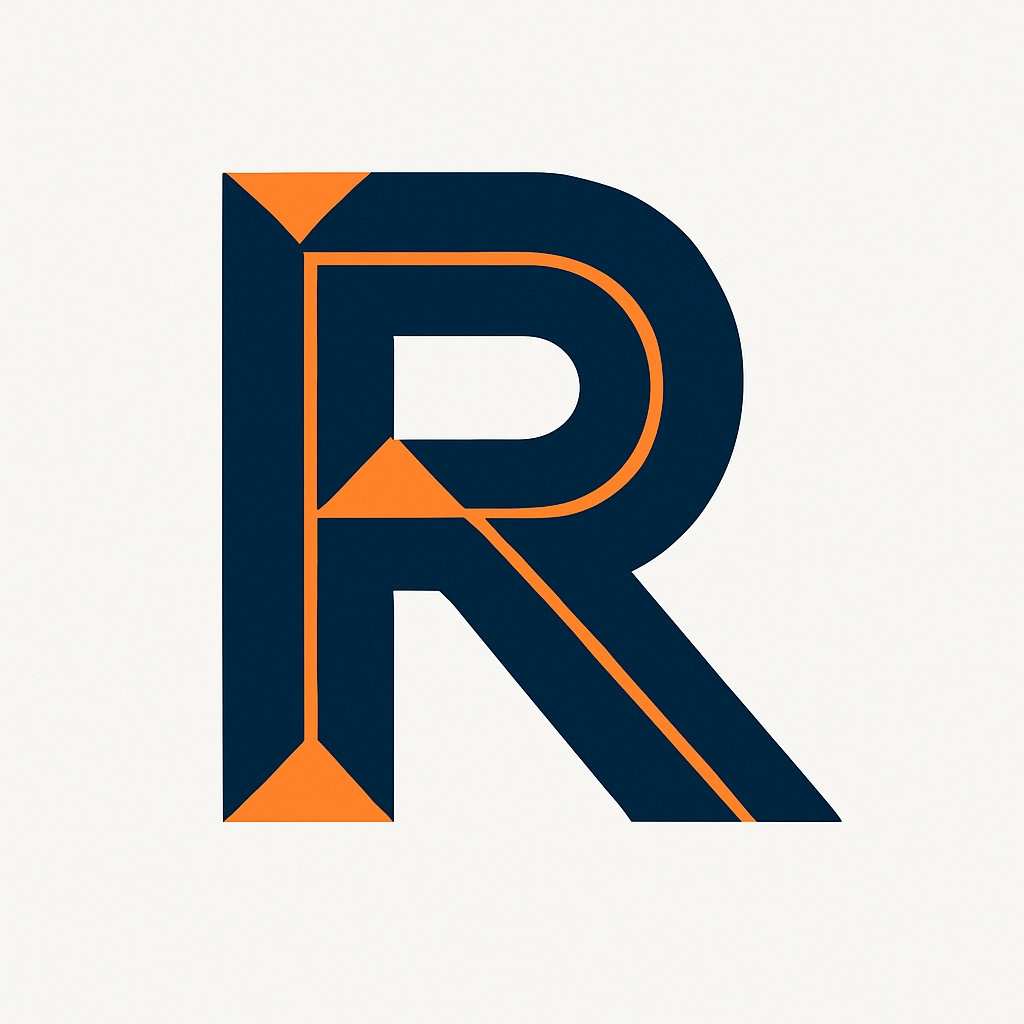 Bold Modern Dark Navy Blue R Logo Design Sticker