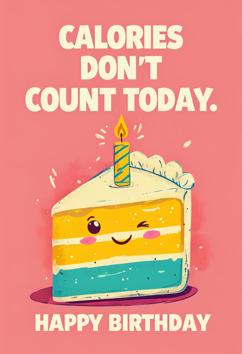 Cheerful Birthday Cake Card with Winking Face and Fun Text Cards & Invites