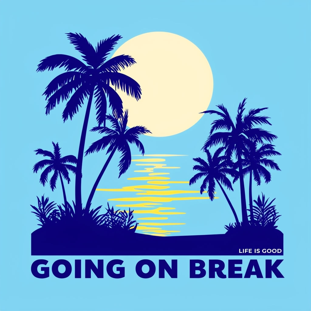 Tranquil Tropical Scene with Palm Trees and Moon T-Shirt