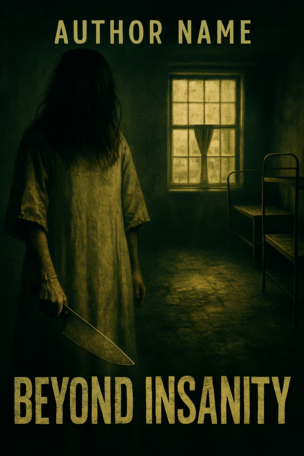 Eerie Horror Book Cover Design Featuring Beyond Insanity Title EBook Cover