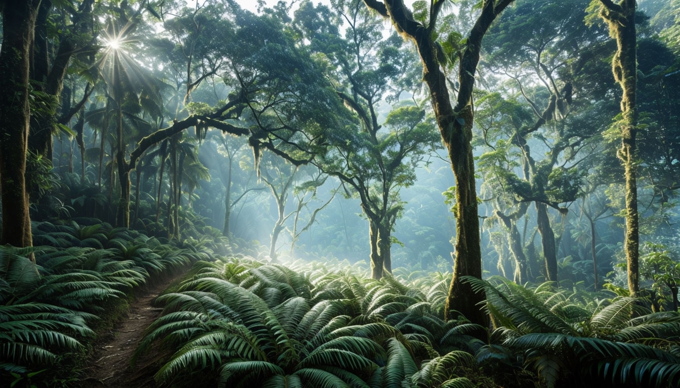 Tranquil Tropical Rainforest Landscape Photography Background