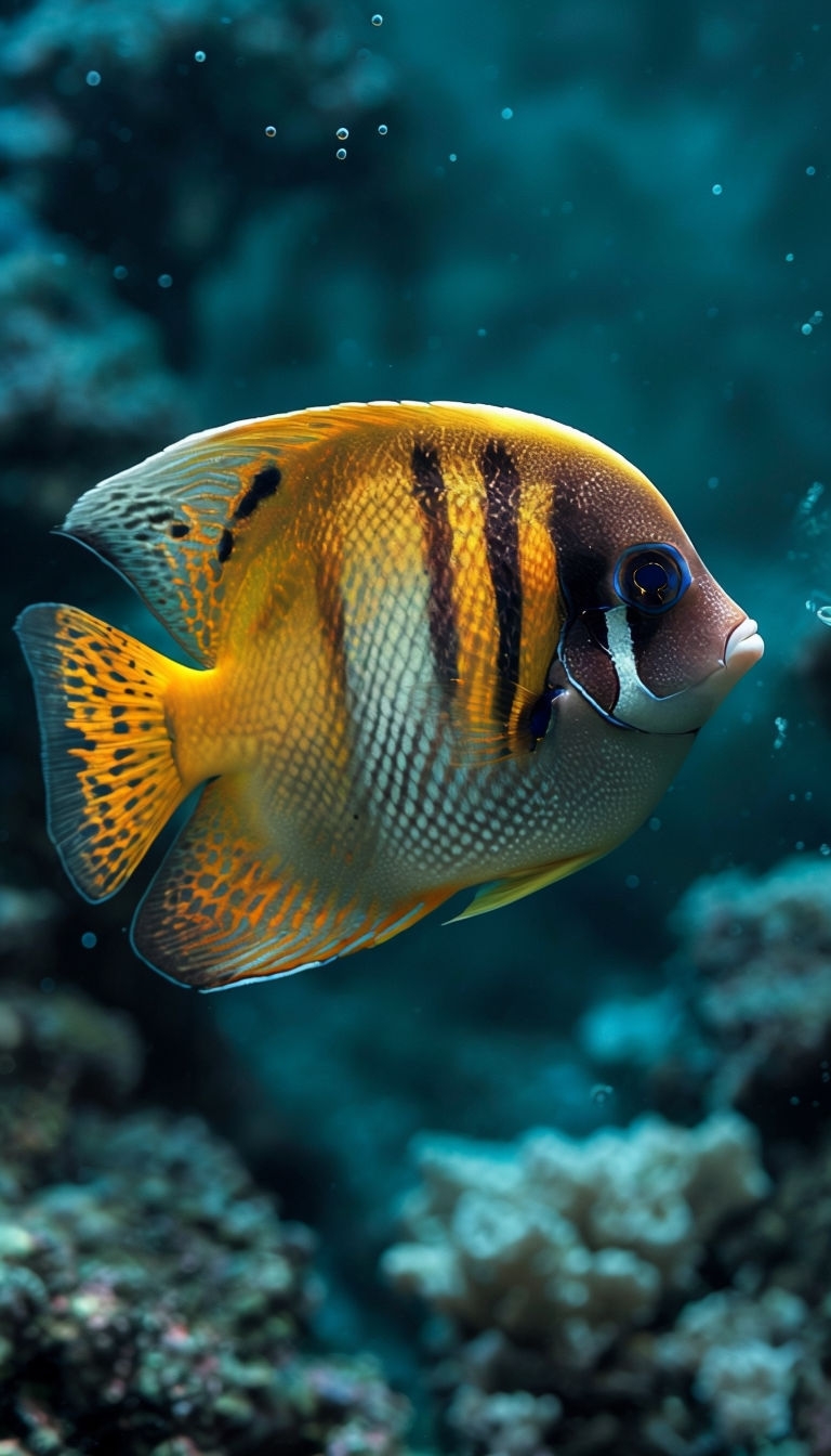 Vibrant Tropical Fish Close-Up Underwater Photography Mobile Wallpaper