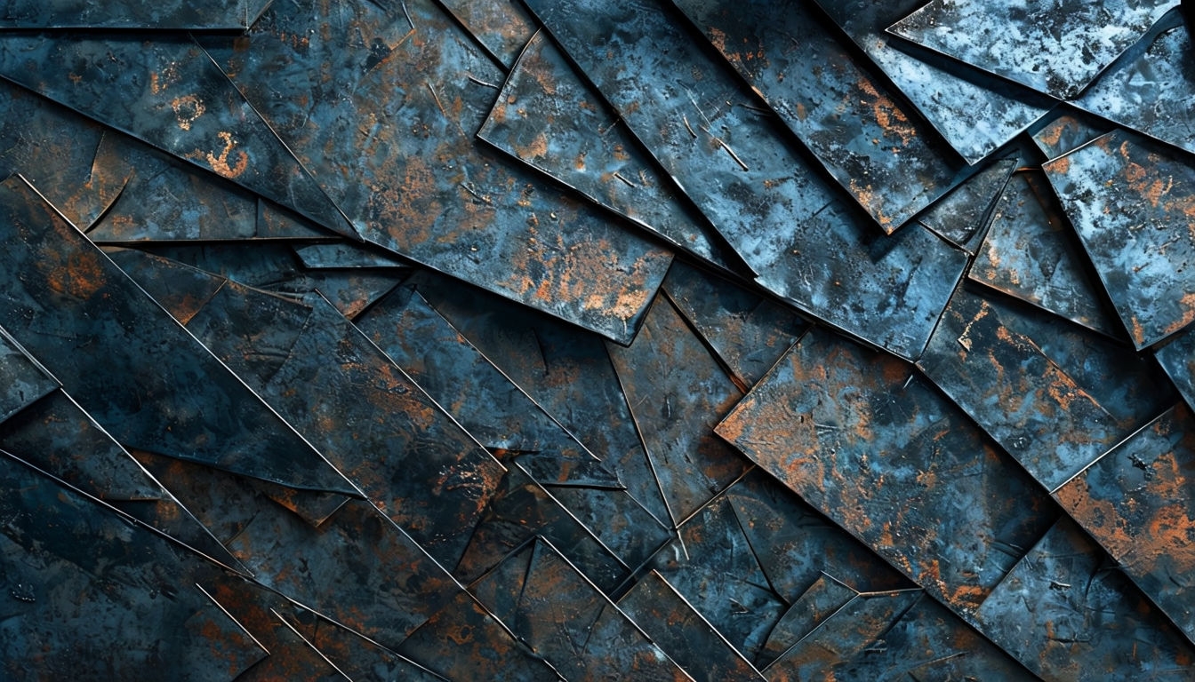 Textured Abstract Metallic Surface with Triangles and Squares Background