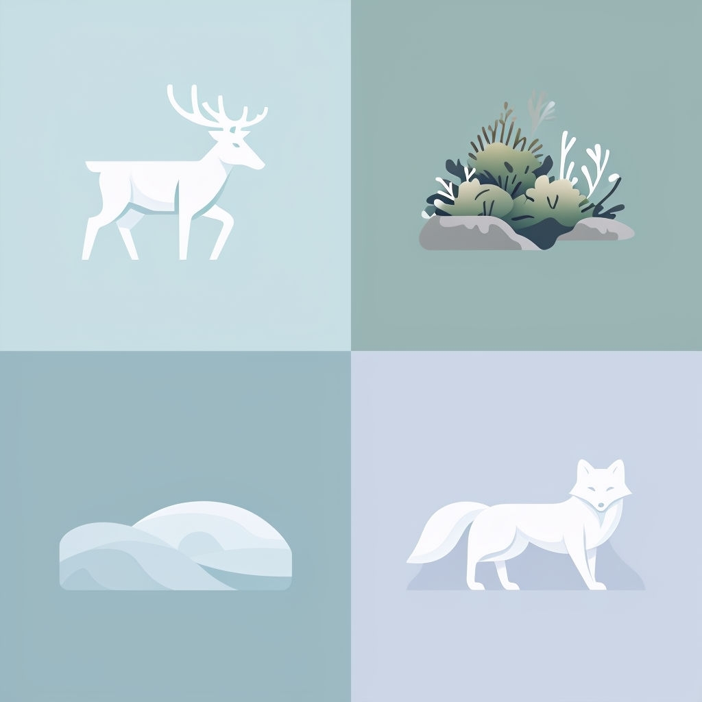 Minimalist Tundra Icons in Soft Colors Seamless Pattern