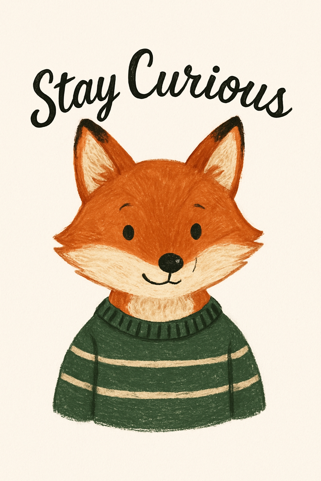 Whimsical Fox Character with Stay Curious Quote T-Shirt