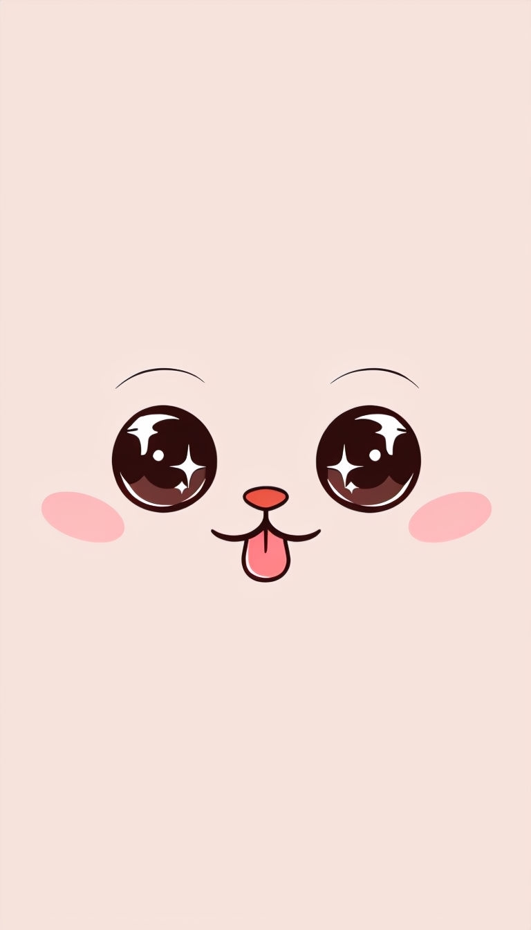 Kawaii Animal Face with Cute Expression Background