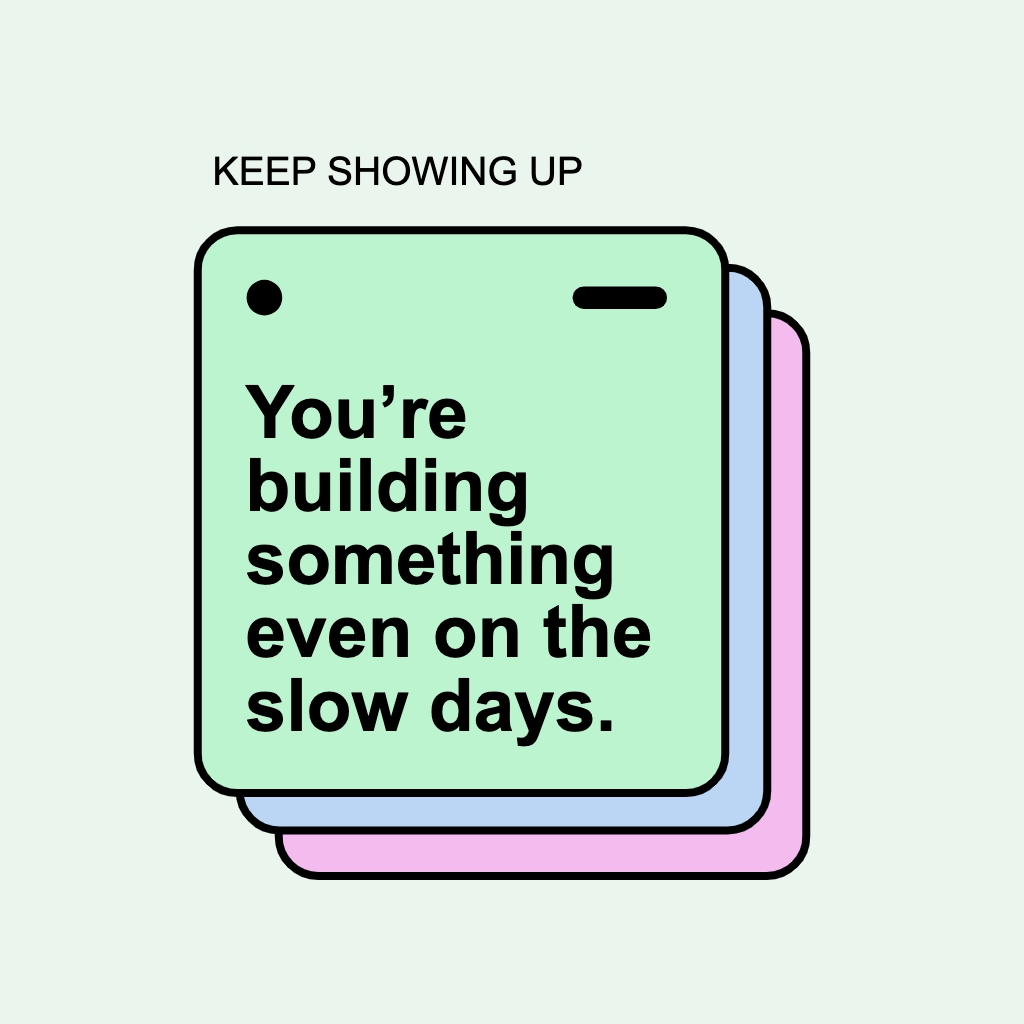 Motivational Card Stack Illustration with Inspirational Quote Sticker